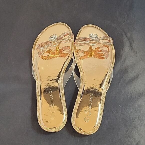BRAND NEW HERSTYLE TALLUTO-RHINESTONE DETAILS, OPEN TOE, FLAT RAINBOW SANDALS - Picture 6 of 12